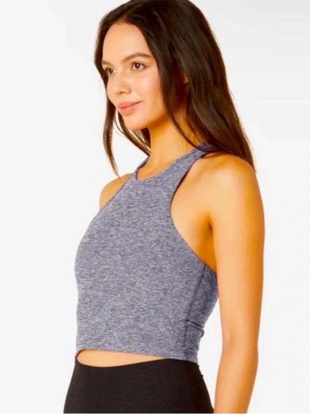 Beyond Yoga. Spacedye Studio Cropped Tank. Heather Gray. Size XS.